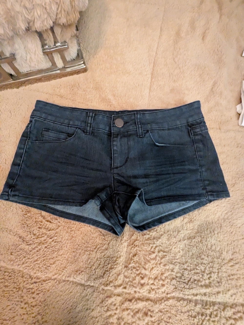 O'Neill Junior's Black-Blue Denim Shortie Shorts